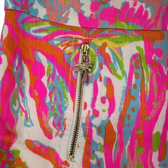 Lilly Pulitzer Skort Scuba To Cuba Womens Size 2 Colorful Preppy Palm Tree Zip - Picture 2 of 11